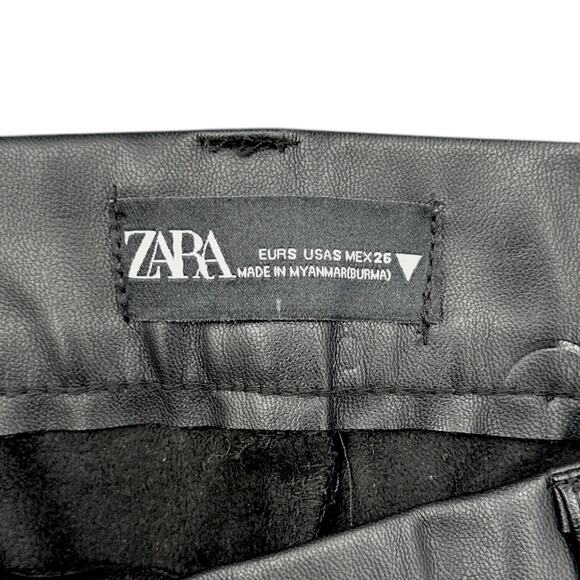 Zara Black‎ Faux Leather Skinny Pants Zipper Ankles High-Waisted Womens Small - Picture 4 of 8